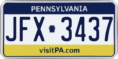 PA license plate JFX3437