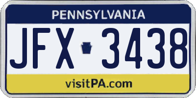 PA license plate JFX3438