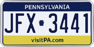PA license plate JFX3441