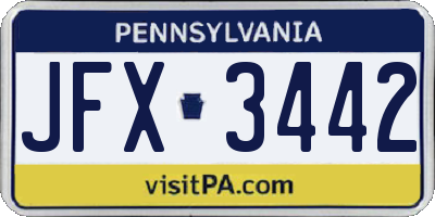 PA license plate JFX3442