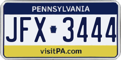 PA license plate JFX3444