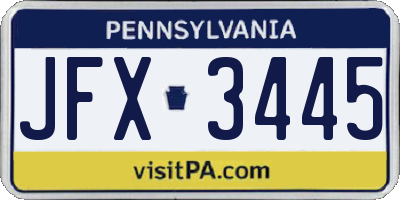 PA license plate JFX3445