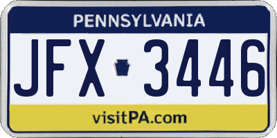 PA license plate JFX3446