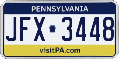 PA license plate JFX3448
