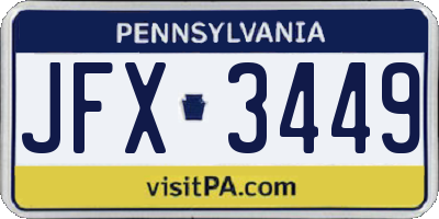 PA license plate JFX3449