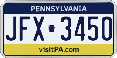 PA license plate JFX3450