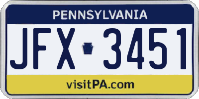 PA license plate JFX3451