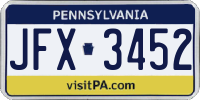 PA license plate JFX3452