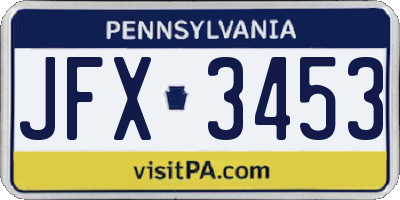 PA license plate JFX3453