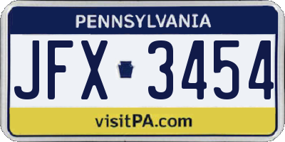 PA license plate JFX3454