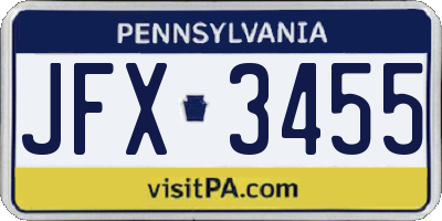 PA license plate JFX3455