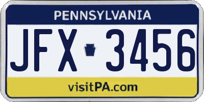PA license plate JFX3456