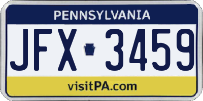 PA license plate JFX3459