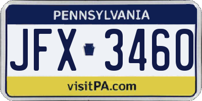 PA license plate JFX3460