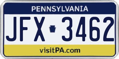 PA license plate JFX3462
