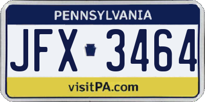 PA license plate JFX3464