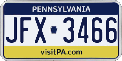 PA license plate JFX3466