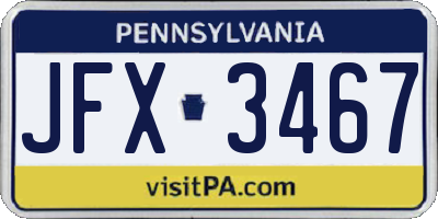 PA license plate JFX3467