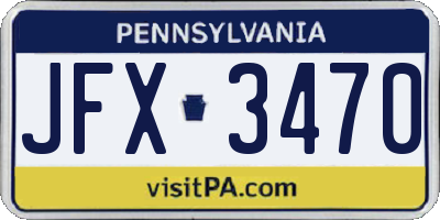 PA license plate JFX3470