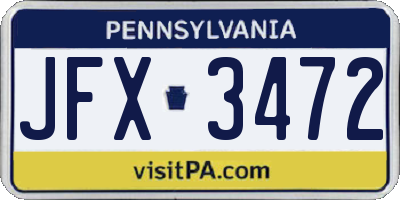 PA license plate JFX3472