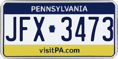 PA license plate JFX3473