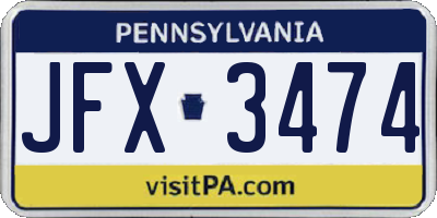 PA license plate JFX3474
