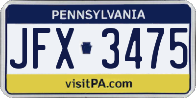 PA license plate JFX3475