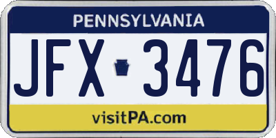 PA license plate JFX3476
