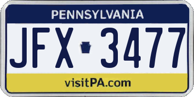 PA license plate JFX3477