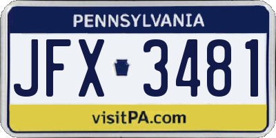 PA license plate JFX3481
