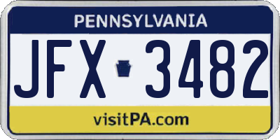 PA license plate JFX3482