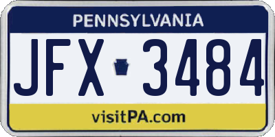 PA license plate JFX3484