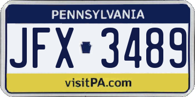 PA license plate JFX3489