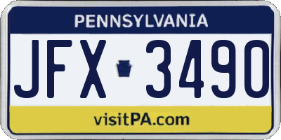 PA license plate JFX3490