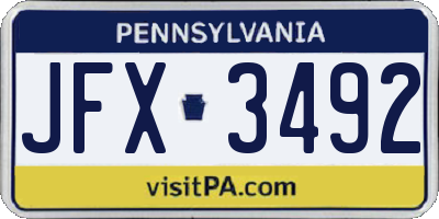 PA license plate JFX3492