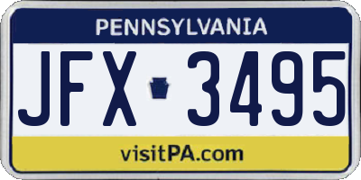 PA license plate JFX3495