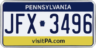 PA license plate JFX3496
