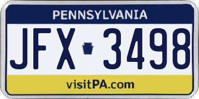 PA license plate JFX3498