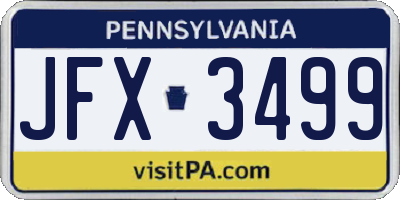 PA license plate JFX3499