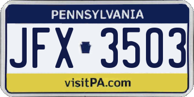 PA license plate JFX3503