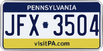 PA license plate JFX3504