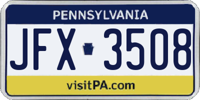 PA license plate JFX3508