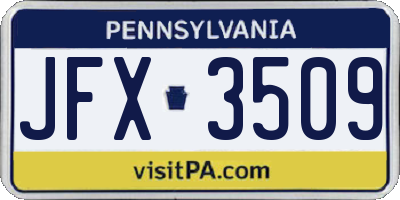 PA license plate JFX3509