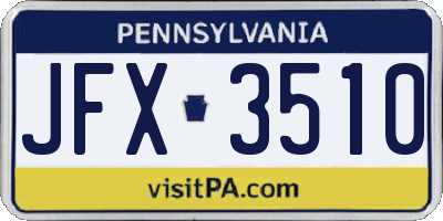 PA license plate JFX3510