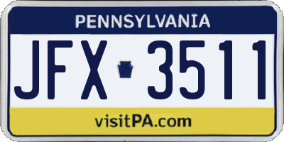 PA license plate JFX3511