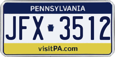 PA license plate JFX3512