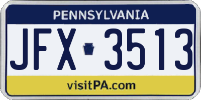PA license plate JFX3513