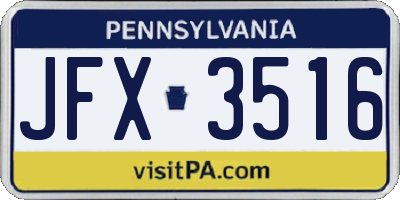 PA license plate JFX3516