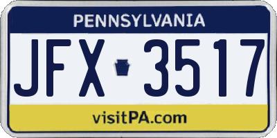 PA license plate JFX3517