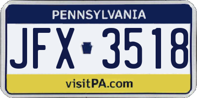 PA license plate JFX3518